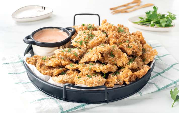 fried oyster mushrooms are an easy vegan super bowl appetizer