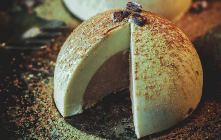 matcha chocolate tartufo is a cool and creamy treat