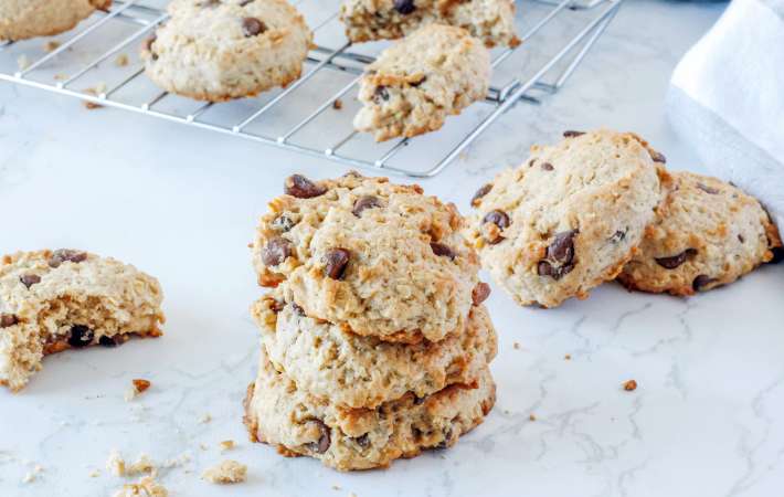 vegan oatmeal chocolate chip cookies are a lighter version of the classic treat