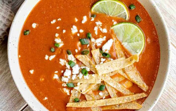 pinto bean soup is a creamy and freezer friendly vegetarian soup recipe