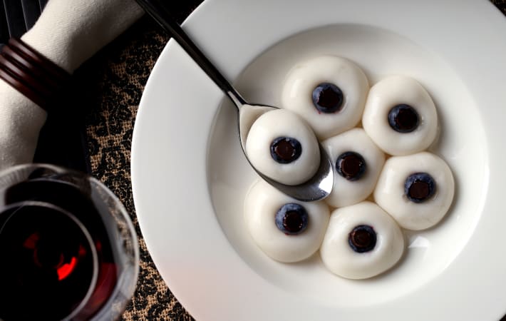 slightly unsettling eyeball ravioli are a spooky sweet with a healthy twist