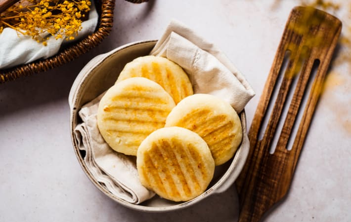 cheesy arepa con queso are a tasty gluten free breakfast dish