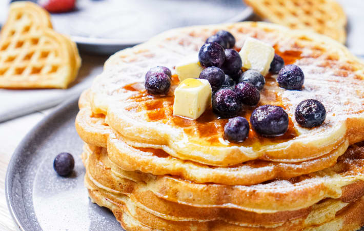 gluten free waffles are fluffy, buttery and sweet