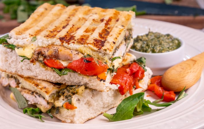 this easy chicken pesto sandwich is loaded with flavor