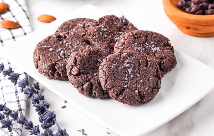 dark chocolate chip cookies elevate the classic treat with bitter chocolate and lavender