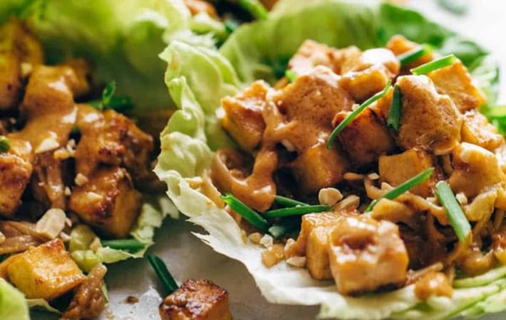 firecracker vegan lettuce wraps are a flavorful easy to assemble vegan appetizers