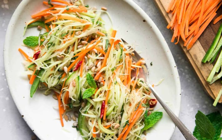 this green papaya salad is a bright easy gluten free appetizer