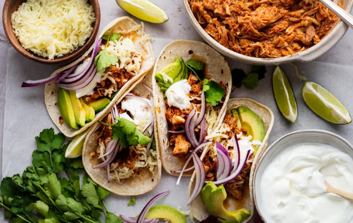 instant pot chicken tacos are tender and juicy