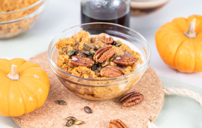 this pumpkin oatmeal makes a warm and cozy gluten free breakfast