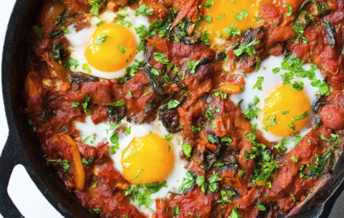 spicy shakshuka is a vibrant and flavorful gluten free dairy free breakfast dish