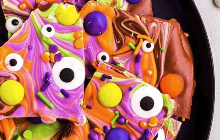 halloween chocolate bark is an eye catching, vibrant halloween treat