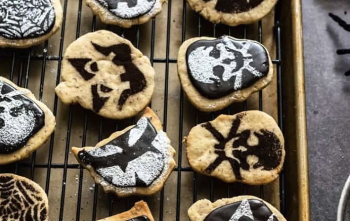 vegan halloween shortbread cookies transform plain cookies into striking halloween desserts