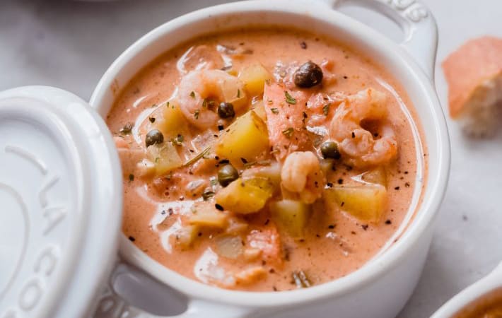 seattle style smoked salmon chowder is smoky, briny and rich