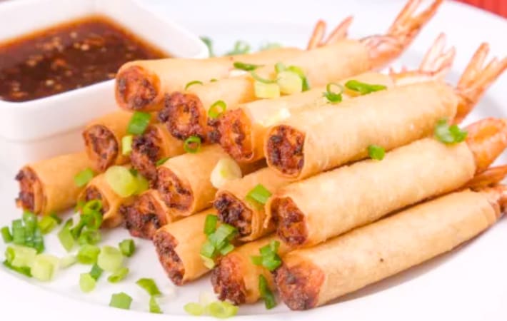 Crunchy Shrimp Rolls are an impressive Super Bowl appetizer