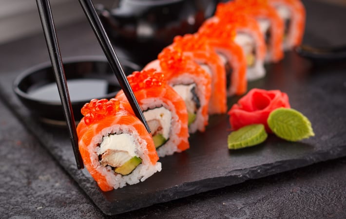 Sushi from an Asian cooking class in London