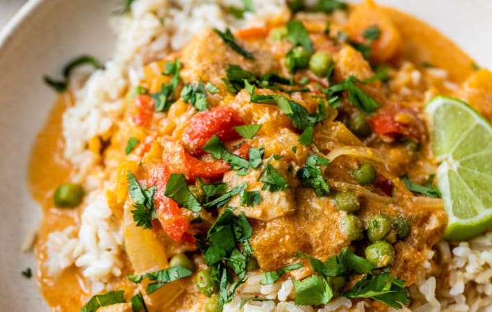 slow cooker thai peanut chicken is infused with loads of flavor
