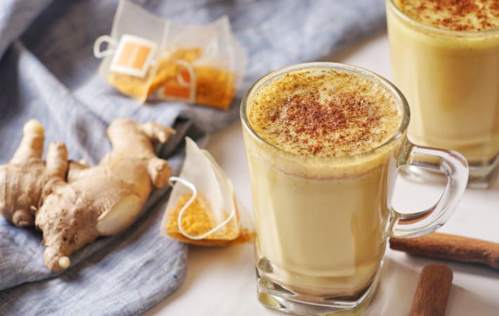 turmeric latte is a healthy and soothing vegetarian breakfast