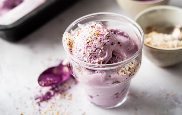 ube ice cream is a sweet and nutty asian dessert