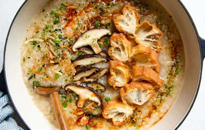 vegan congee is a savory bowl of pure comfort