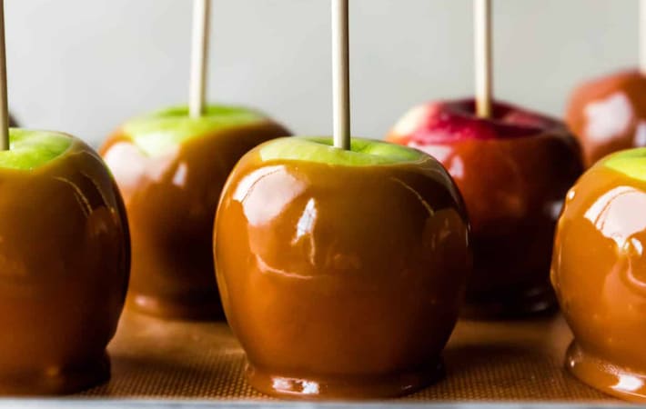 homemade caramel apples are an iconic halloween dessert