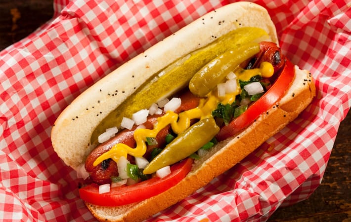 Gene’s Hot Dog (Mustard, Relish, Onions)