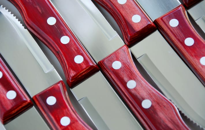 Best Quality Royalton Steak Knives Serrated Blades Japan Wood Handle Set of  7