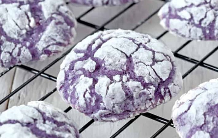 ube crinkle cookies are soft and chewy