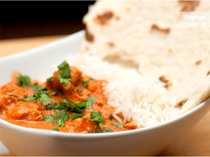 Butter Chicken With Naan and Jeera Rice