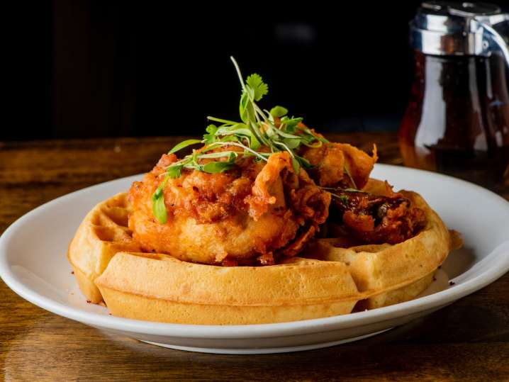 Chicken and Waffles With Green Chili