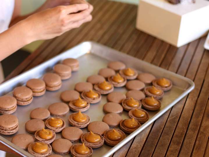 homemade chocolate hazelnut macarons Shot