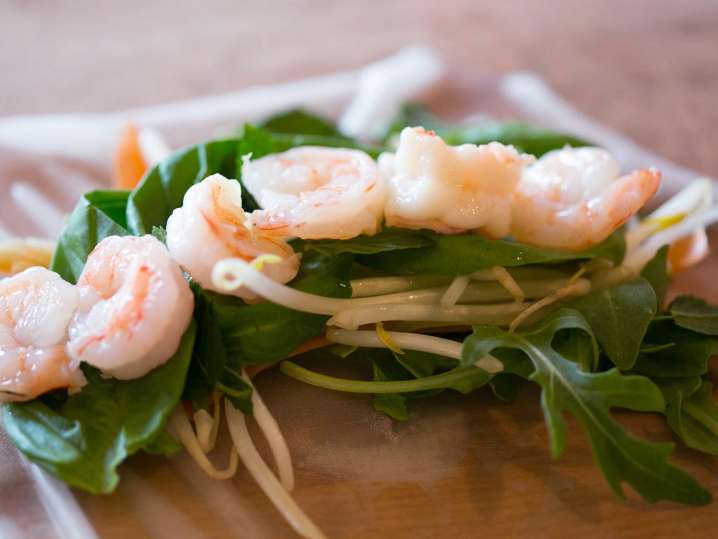 fresh shrimp in a stainless steel bowl Shot