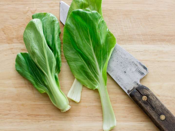 bok choy on a cutting board Shot