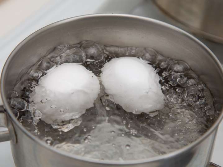 soft boiling eggs in a pot Shot