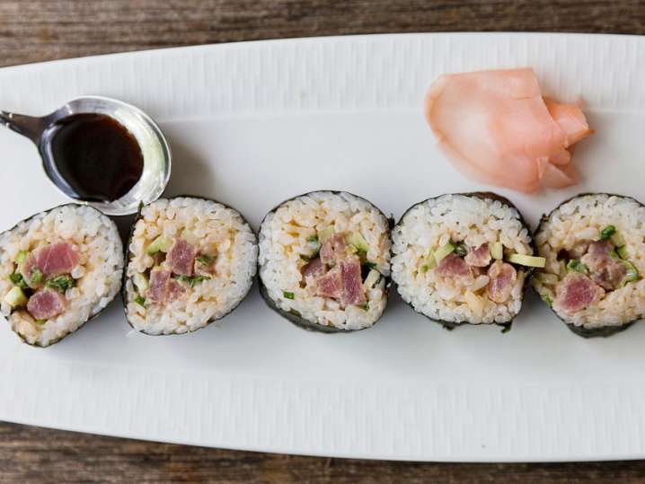 plated sushi roll on a dish Shot