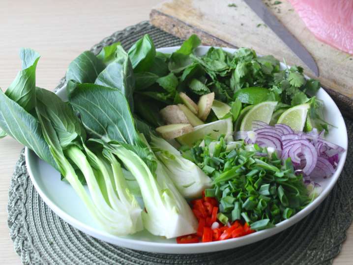 Las Vegas - chicken and shrimp pho ingredients Shot