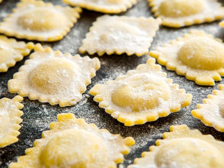 homemade ravioli on a cutting board Shot