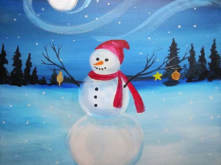 Paint and Sip Decorated Snowman San Diego Classpop!