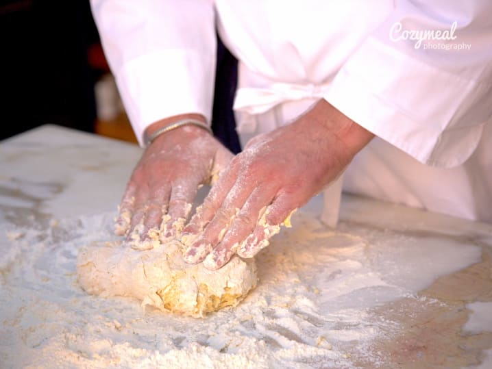 kneading pasta dough