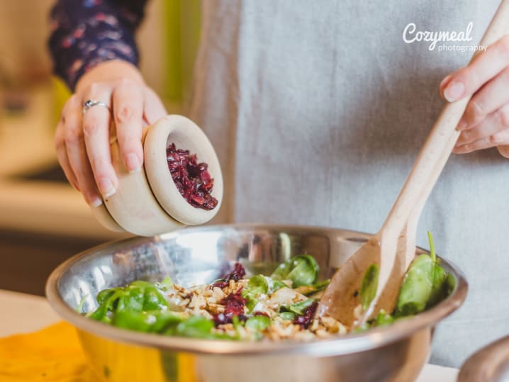 tossing fresh salad