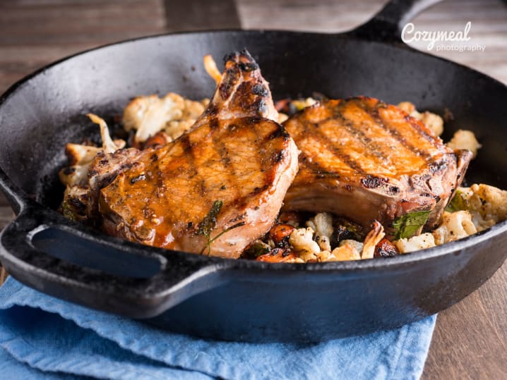 Pork Chops Saltimboca in a pan