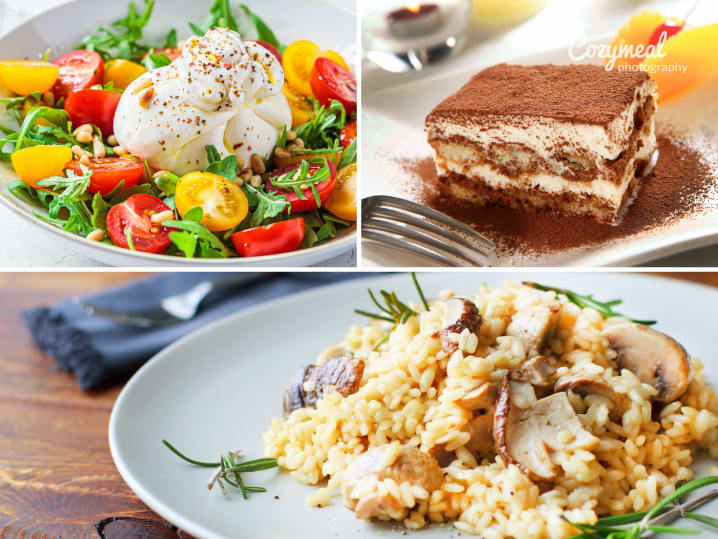 A collage displaying the meals prepared by chef Tara