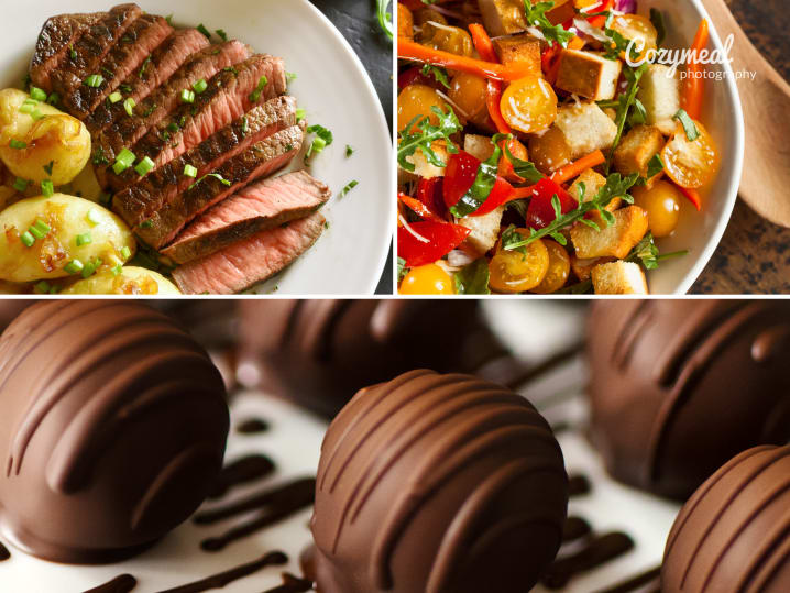 A collage displaying the meals prepared by the chef