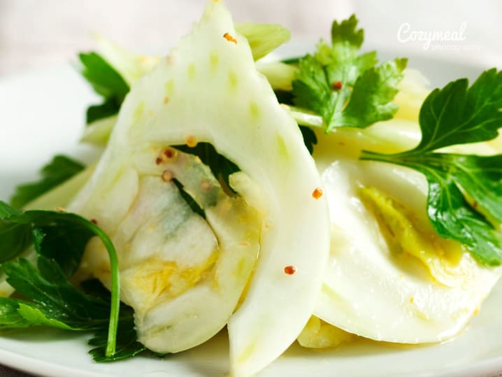 A fresh fennel salad with parsley and a light dressing