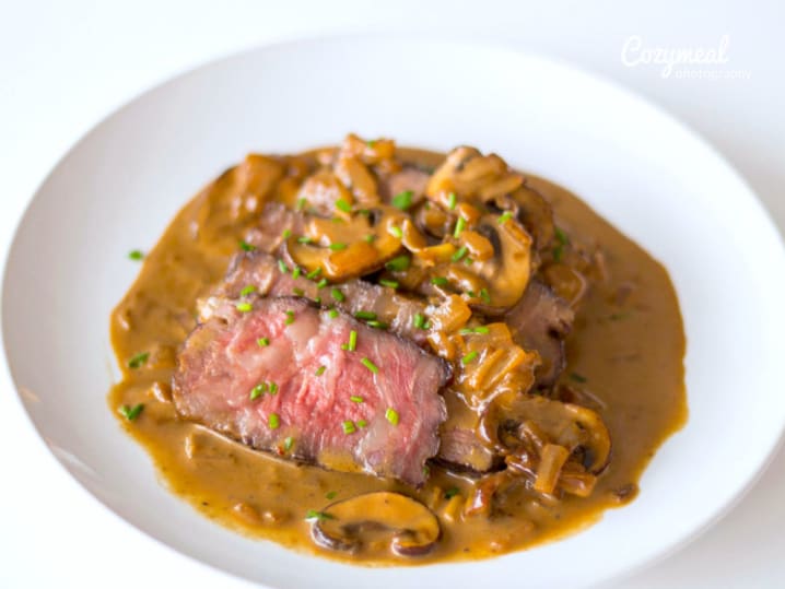 steak diane with mushrooms