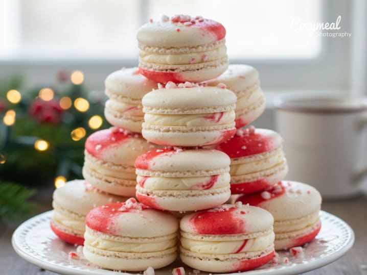Candy Cane Swirl Macarons