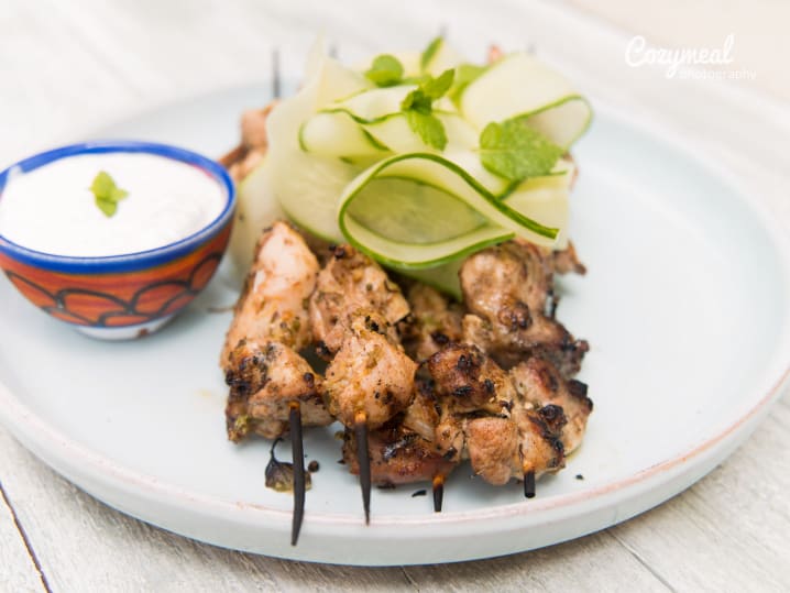 Souvlaki With Tzatziki and Garlic Sauce