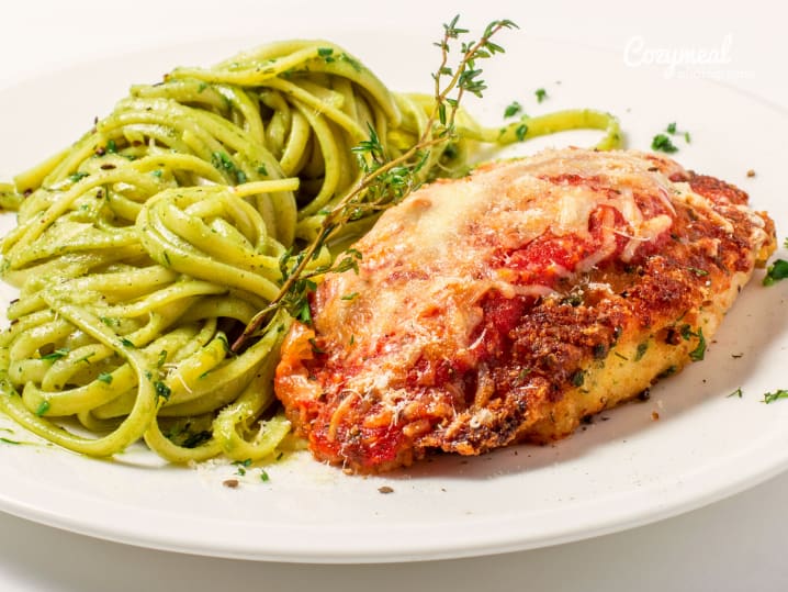 Chicken Parmesan and Pesto Linguine