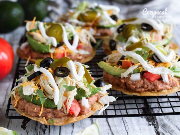 Chicken Tostadas on a tray