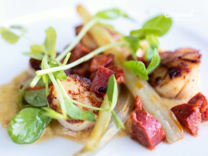 seared scallops with chorizo sausage