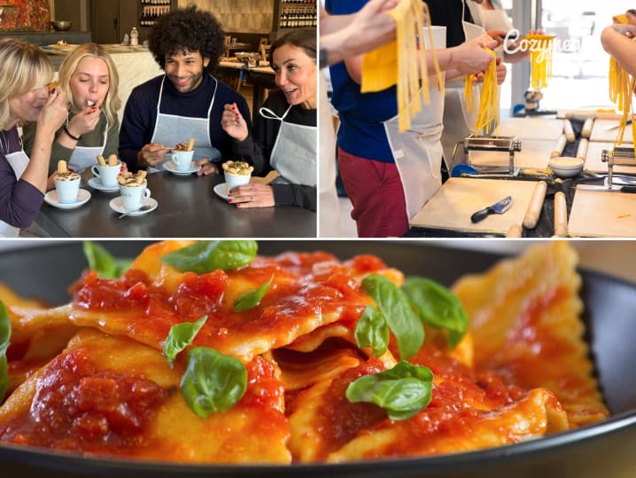 Cooking vacation in Rome making pasta